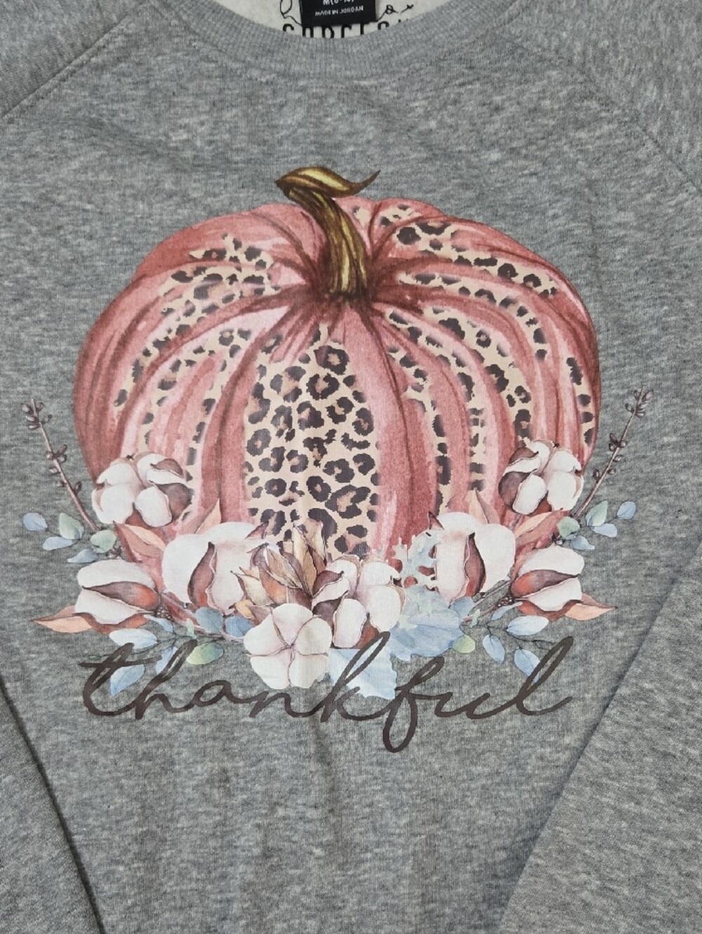 Athletic Works Gray Crewneck Sweater with Pink Pumpkin Graphic - Picture 3 of 3
